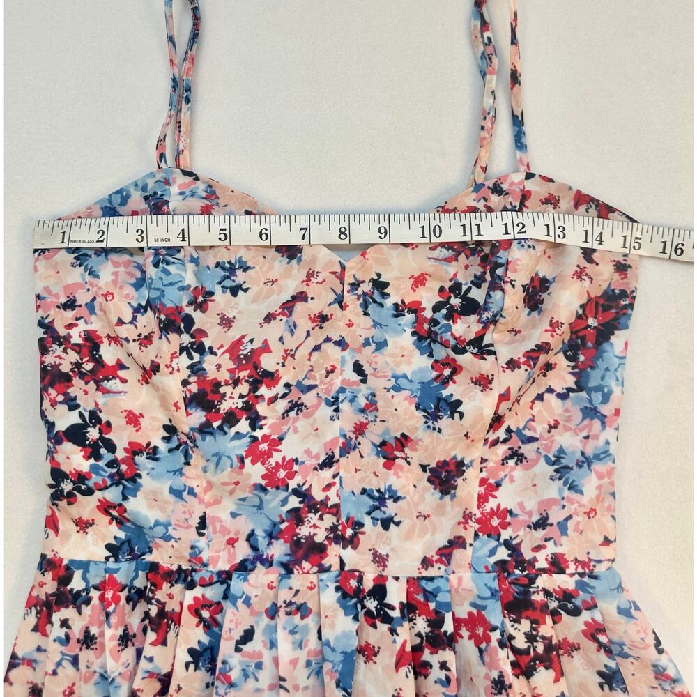 Parker Floral Maxi Dress Spaghetti Strap Fitted Bodice Pink Blue Size S - Picture 7 of 10